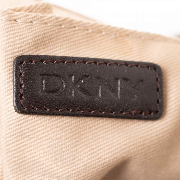 Pre Owned Dkny Brown Signature Canvas and Leather Satchel