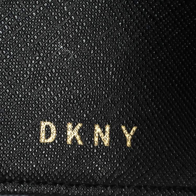 Pre Owned Dkny Brown Monogram Coated Canvas Zip Around Compact Wallet