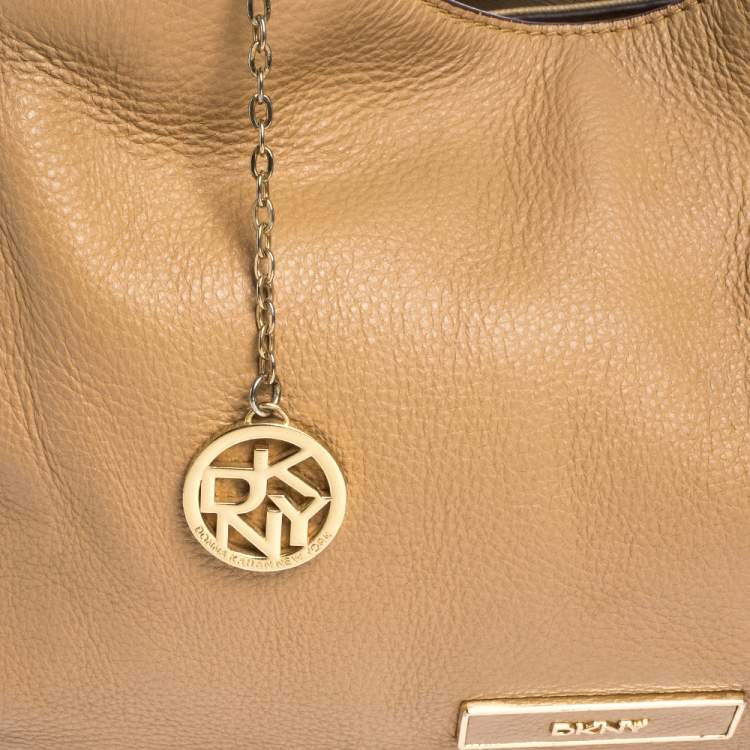 Pre Owned DKNY Tan Leather Double Handle Hobo