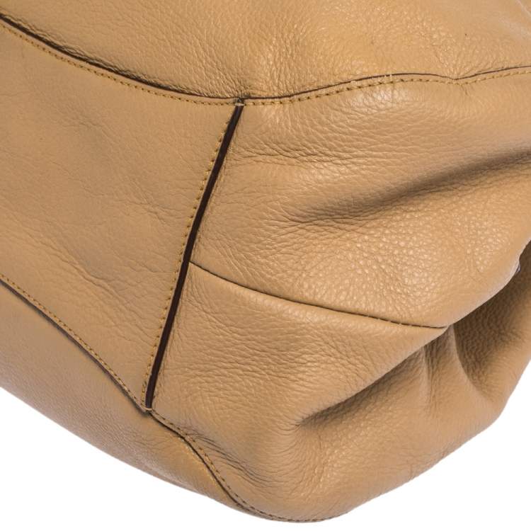 Pre Owned DKNY Tan Leather Double Handle Hobo