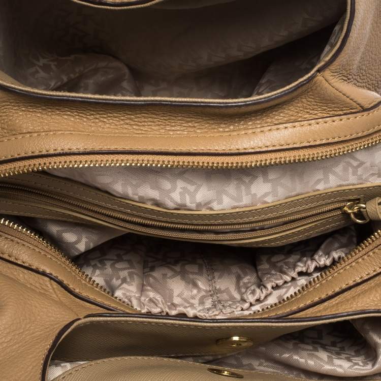Pre Owned DKNY Tan Leather Double Handle Hobo