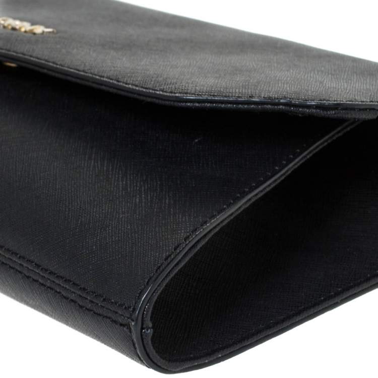 Pre Owned DKNY Black Leather Flap Chain Shoulder Bag