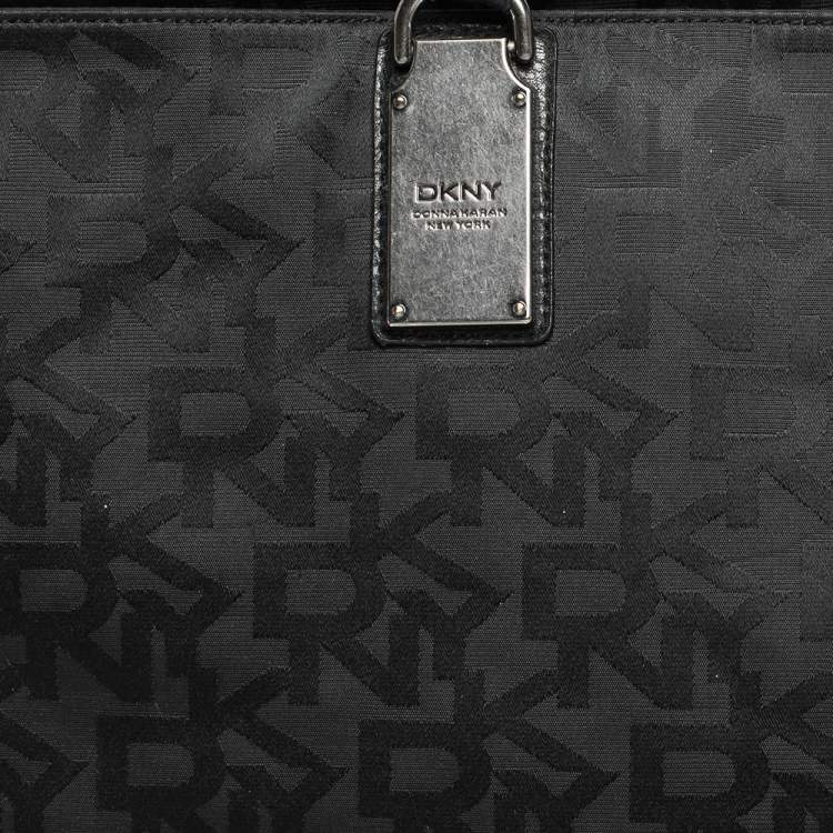 Pre Owned DKNY Black Signature Canvas Tote 