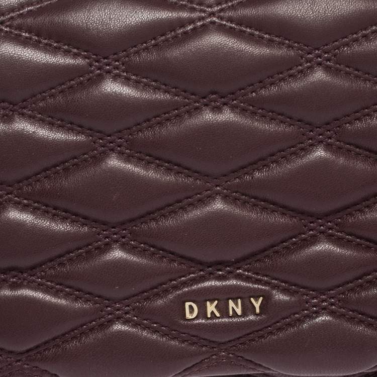 Pre Owned Dkny Burgundy Quilted Leather Flap Chain Clutch Bag