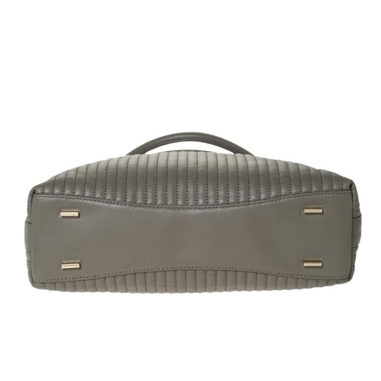 Pre Owned DKNY Grey Striped Effect Leather Tote