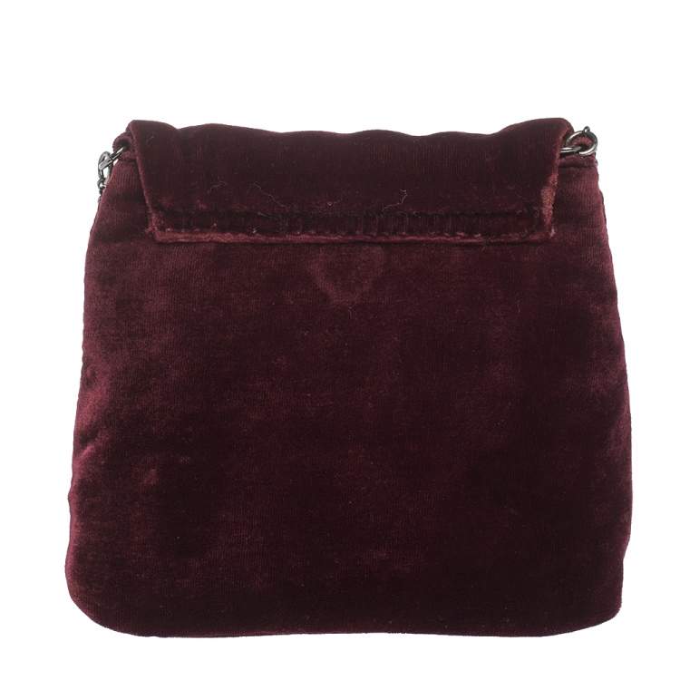 Pre Owned Dkny Burgundy Velvet Crossbody Bag