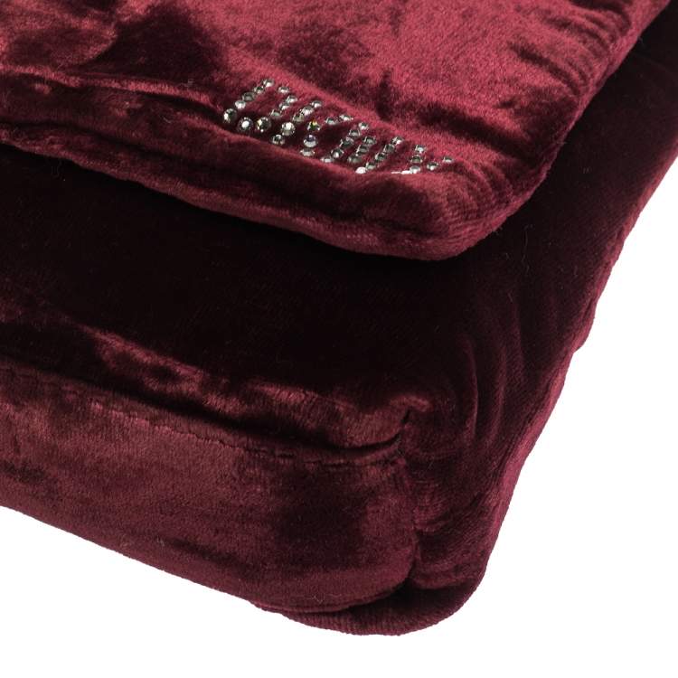 Pre Owned Dkny Burgundy Velvet Crossbody Bag