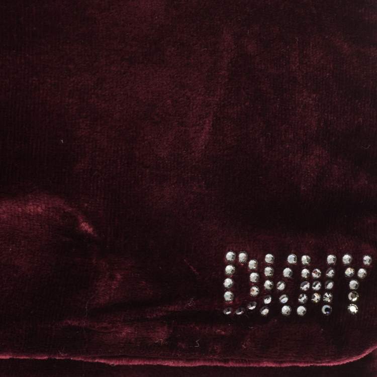 Pre Owned Dkny Burgundy Velvet Crossbody Bag