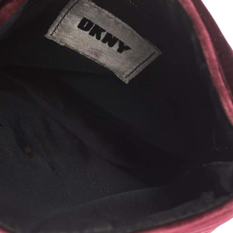 Pre Owned Dkny Burgundy Velvet Crossbody Bag
