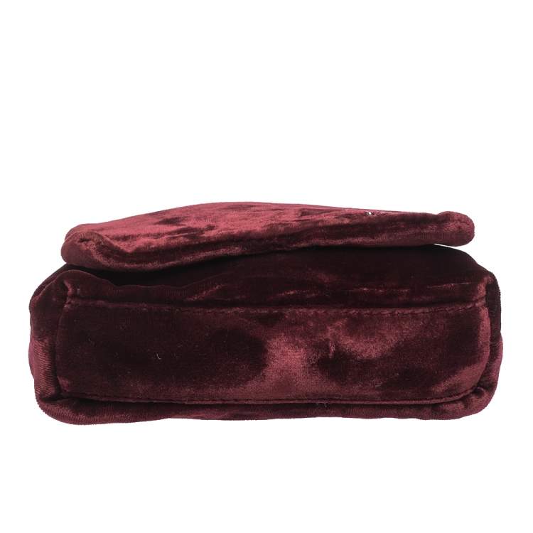 Pre Owned Dkny Burgundy Velvet Crossbody Bag