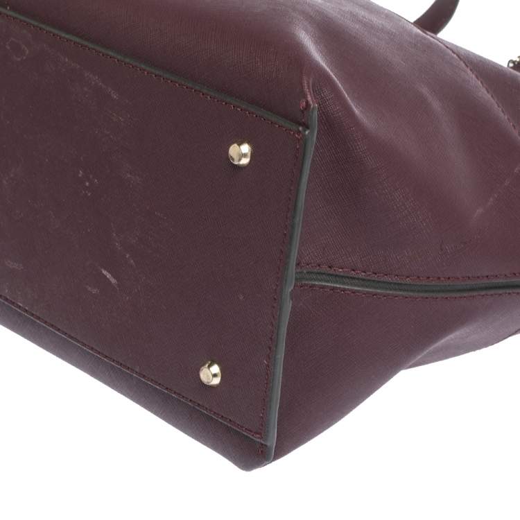 Pre Owned DKNY Burgundy Leather Donna Karan Zip Tote