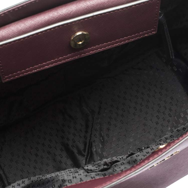 Pre Owned DKNY Burgundy Leather Donna Karan Zip Tote