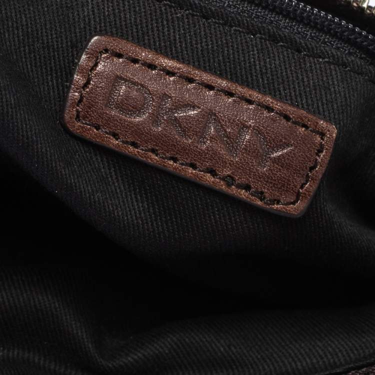 Pre Owned Dkny Dark Brown Leather Zip Hobo