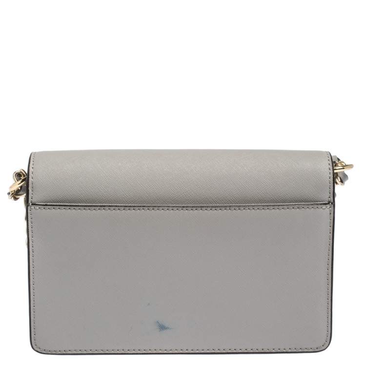 Pre Owned Dkny Grey Leather Chain Shoulder Bag