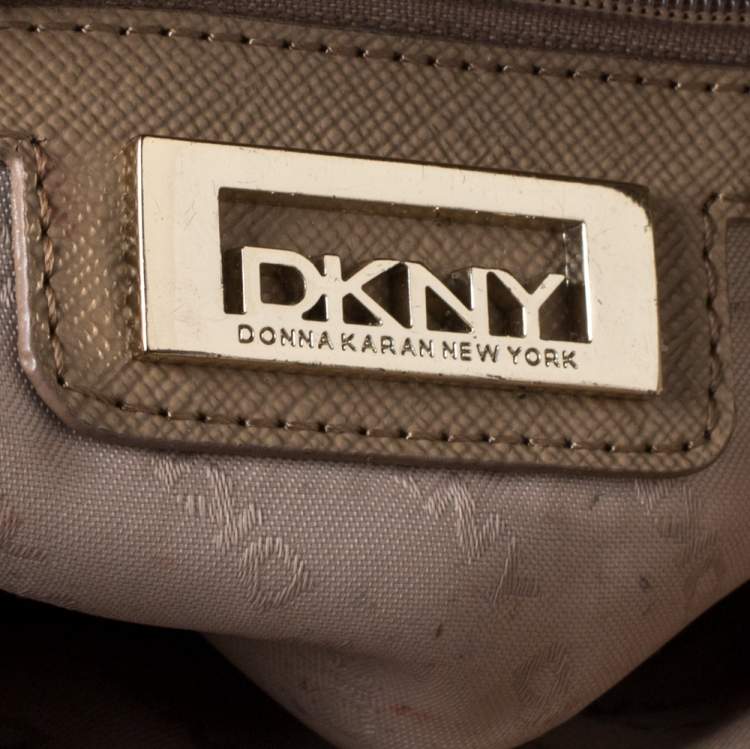 Pre Owned Dkny Gold Leather Dome Chain Shoulder Bag
