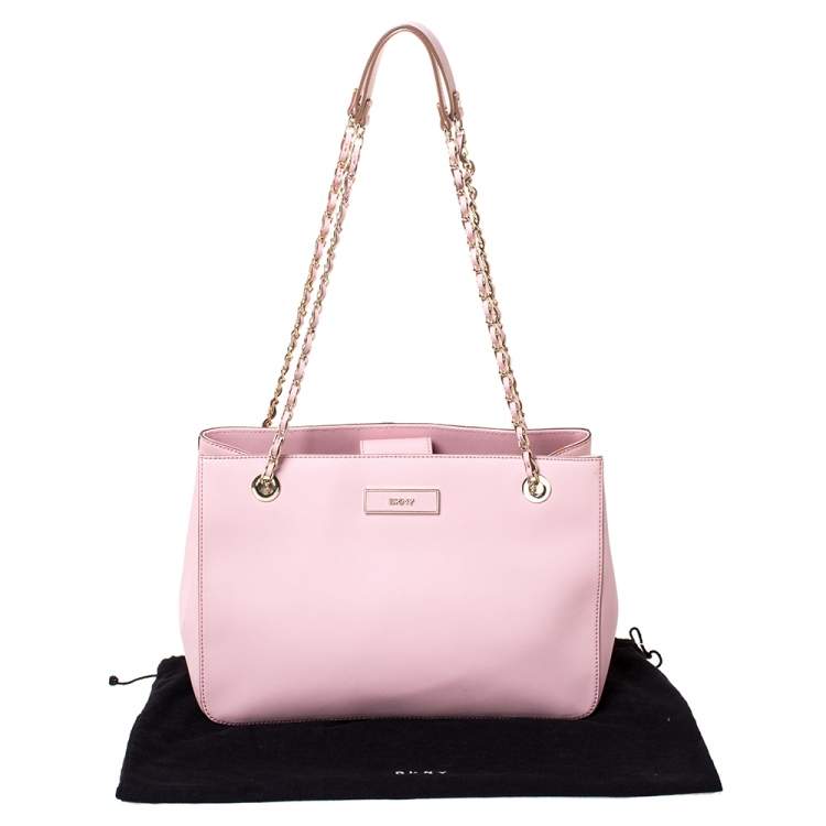 Pre Owned DKNY Dusty Pink Leather Bryant Park Chain Tote