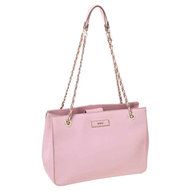 Pre Owned DKNY Dusty Pink Leather Bryant Park Chain Tote