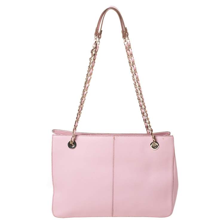 Pre Owned DKNY Dusty Pink Leather Bryant Park Chain Tote