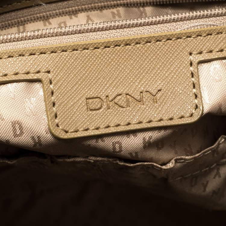 Pre Owned Dkny Green Leather Top Zip Tote