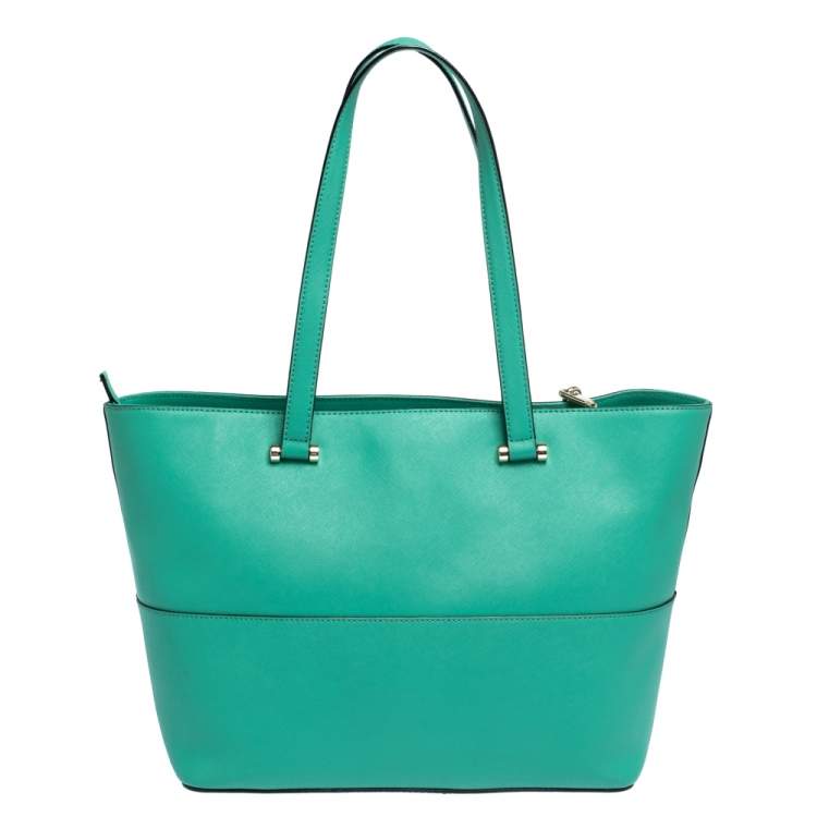 Pre Owned Dkny Green Leather Top Zip Tote