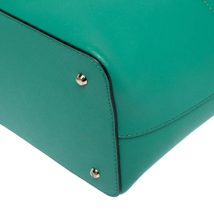 Pre Owned Dkny Green Leather Top Zip Tote