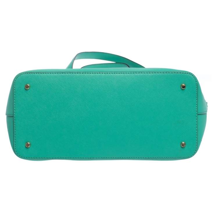 Pre Owned Dkny Green Leather Top Zip Tote