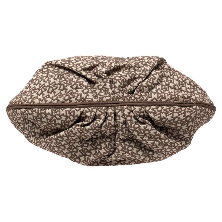 Pre Owned Dkny Beige/Brown Signature Canvas and Leather Hobo