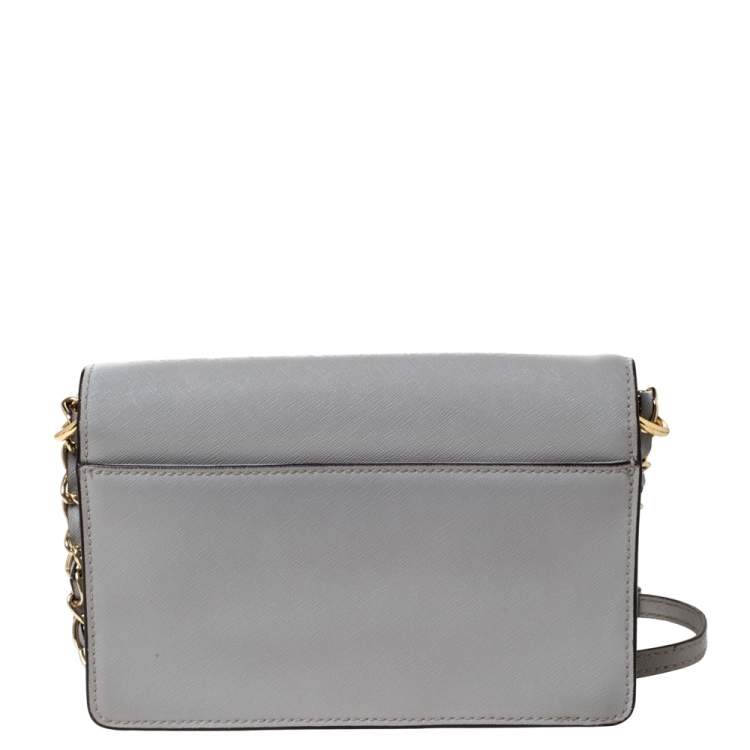 Pre Owned Dkny Grey Leather Chain Shoulder Bag