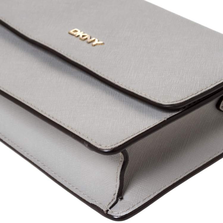 Pre Owned Dkny Grey Leather Chain Shoulder Bag