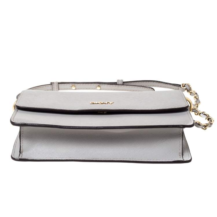 Pre Owned Dkny Grey Leather Chain Shoulder Bag