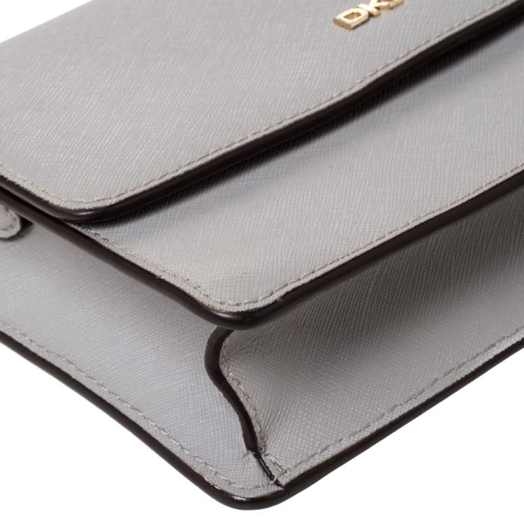 Pre Owned Dkny Grey Leather Chain Shoulder Bag