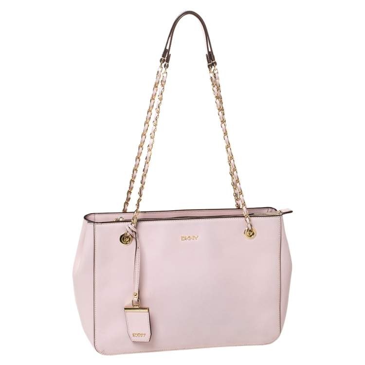 Pre Owned Dkny Pink Leather Bryant Park Chain Tote 