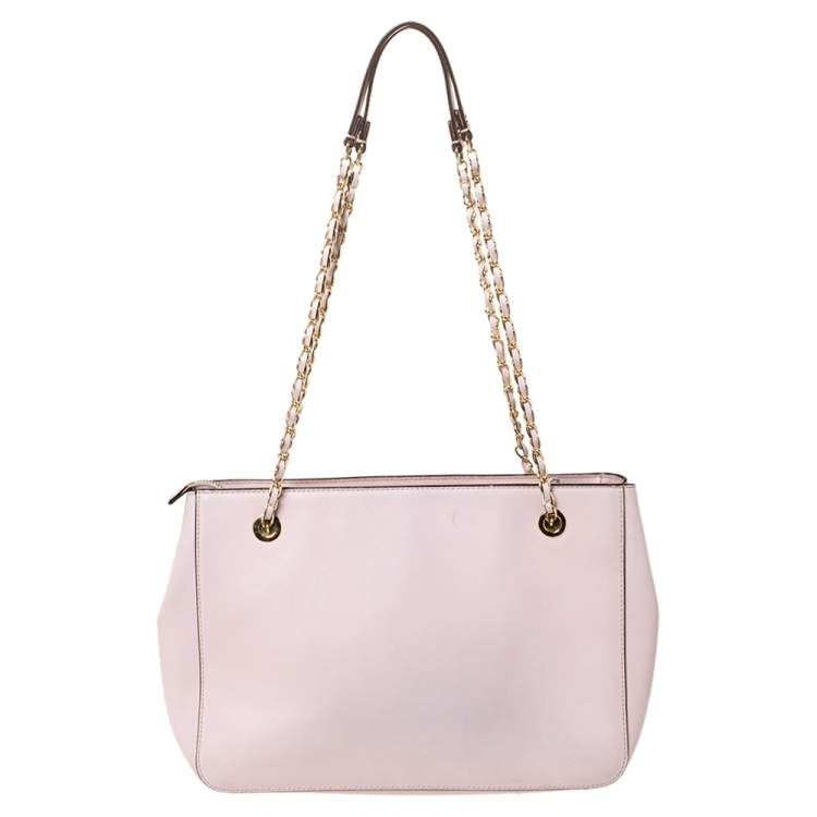 Pre Owned Dkny Pink Leather Bryant Park Chain Tote 