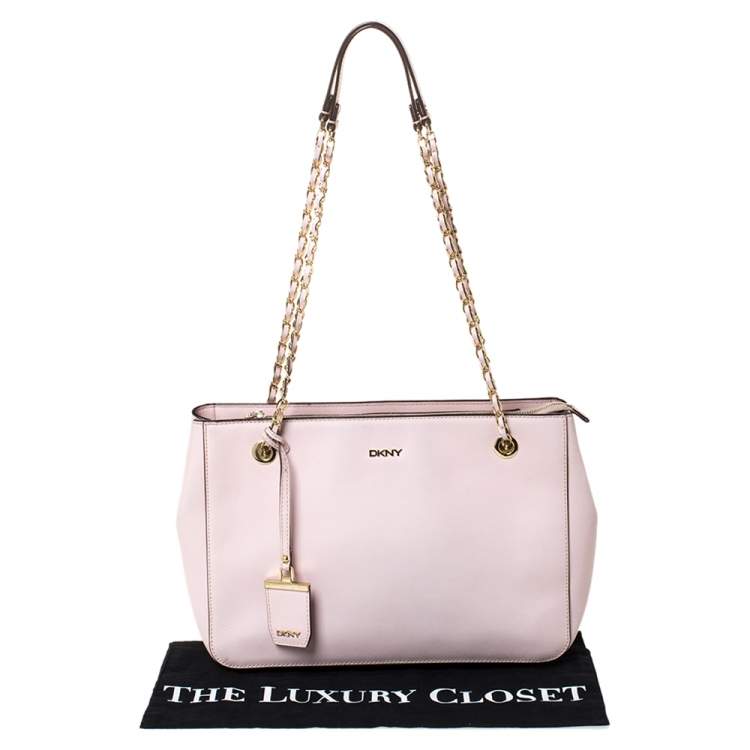 Pre Owned Dkny Pink Leather Bryant Park Chain Tote 