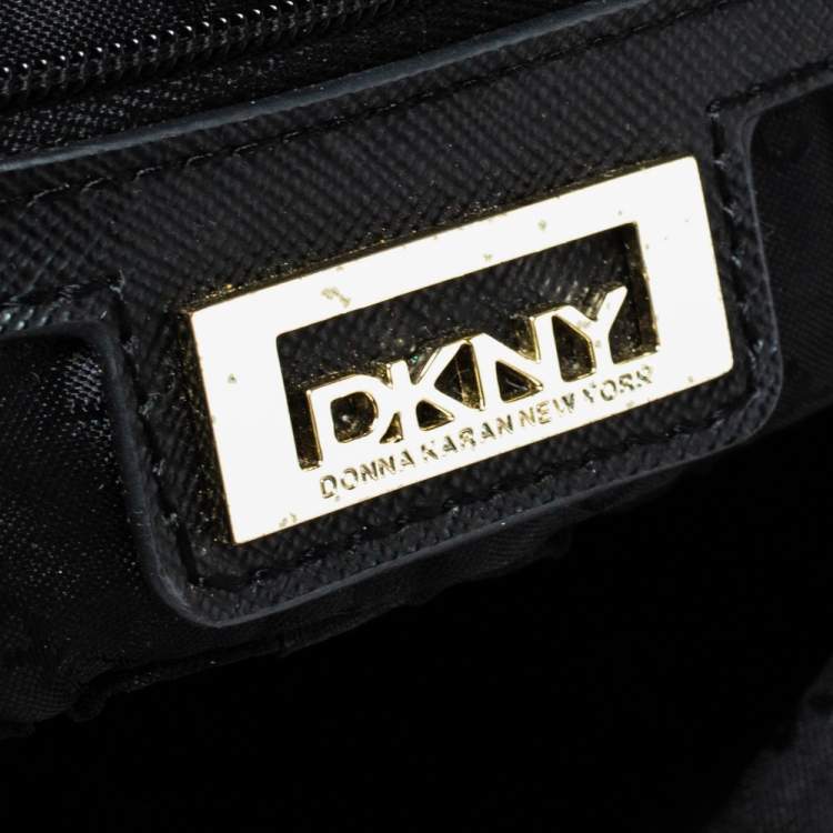 Pre Owned Dkny Grey/Black Monogram Canvas and Leather Dome Satchel