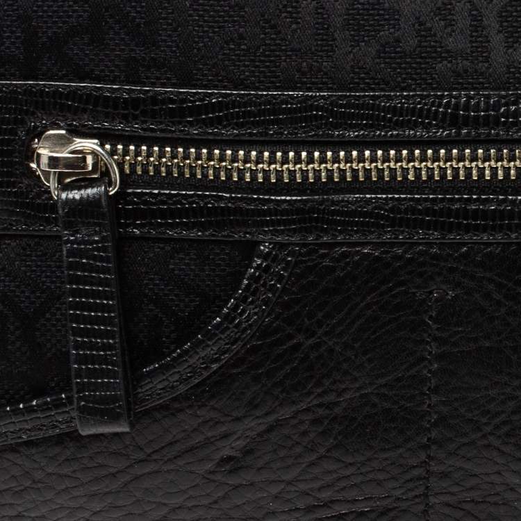 Pre Owned DKNY Black Canvas and Leather Shoulder Bag