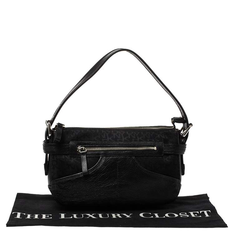 Pre Owned DKNY Black Canvas and Leather Shoulder Bag