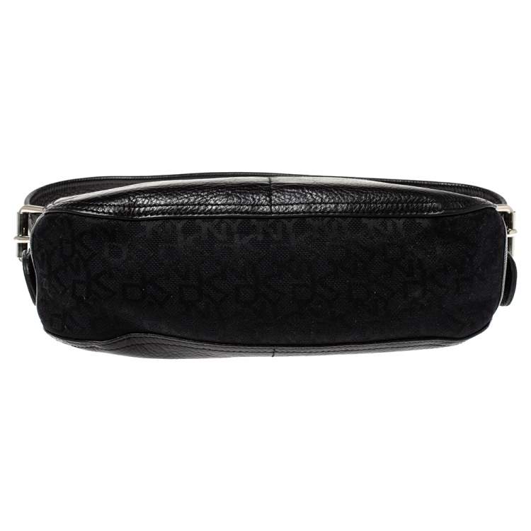 Pre Owned DKNY Black Canvas and Leather Shoulder Bag