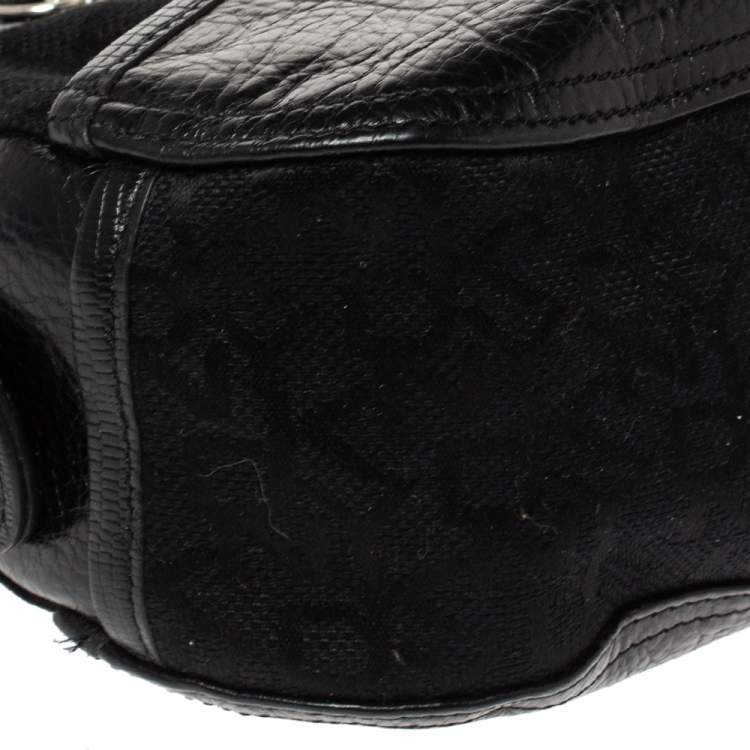 Pre Owned DKNY Black Canvas and Leather Shoulder Bag