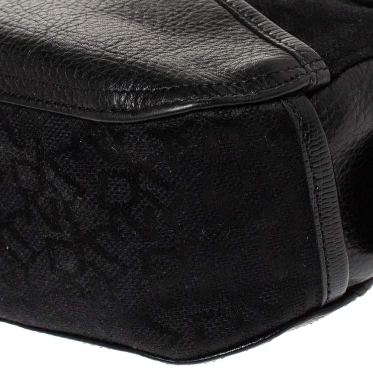 Pre Owned DKNY Black Canvas and Leather Shoulder Bag