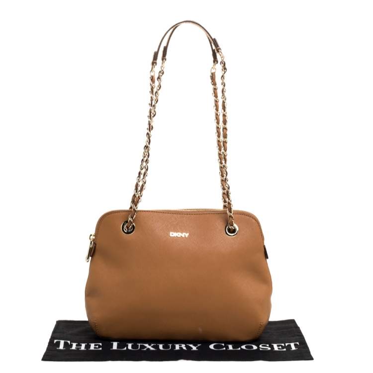 Pre Owned DKNY Brown Leather Camille Dome Shoulder Bag