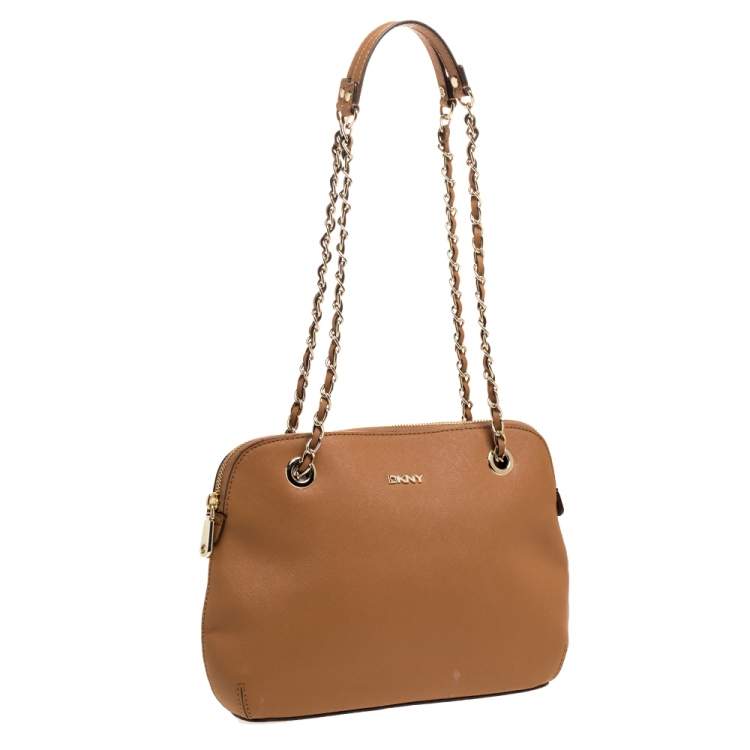 Pre Owned DKNY Brown Leather Camille Dome Shoulder Bag