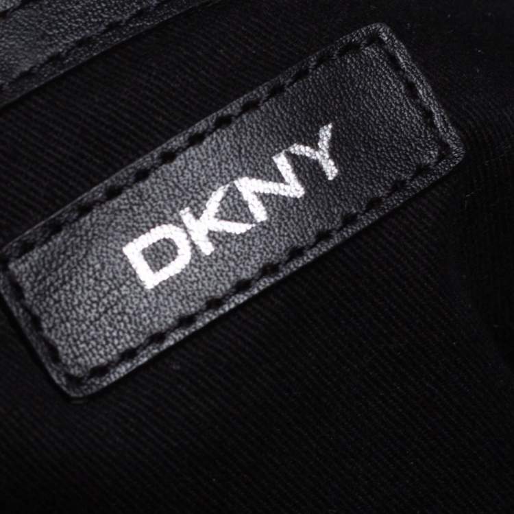 Pre Owned Dkny Black Ruffle Leather Chain Tote