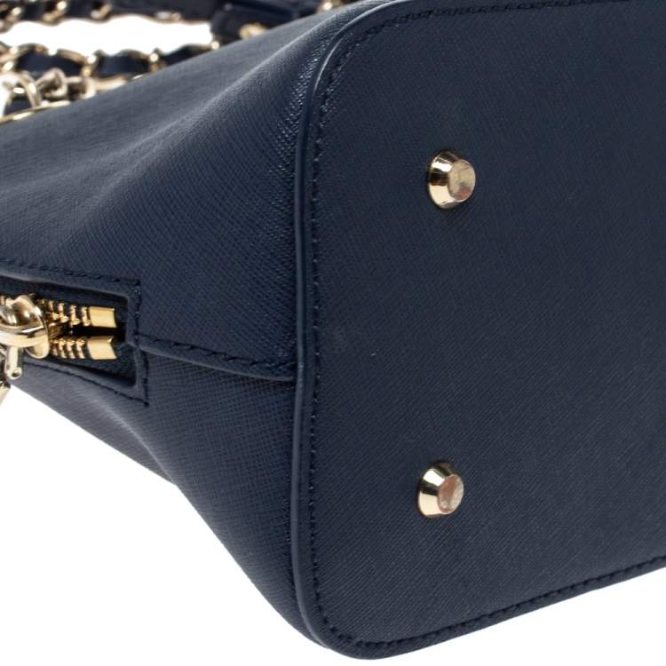 Pre Owned Dkny Blue Leather Camille Chain Shoulder Bag