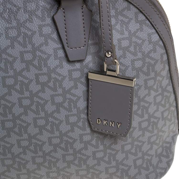 Pre Owned DKNY Grey Signature Coated Canvas Dome Satchel