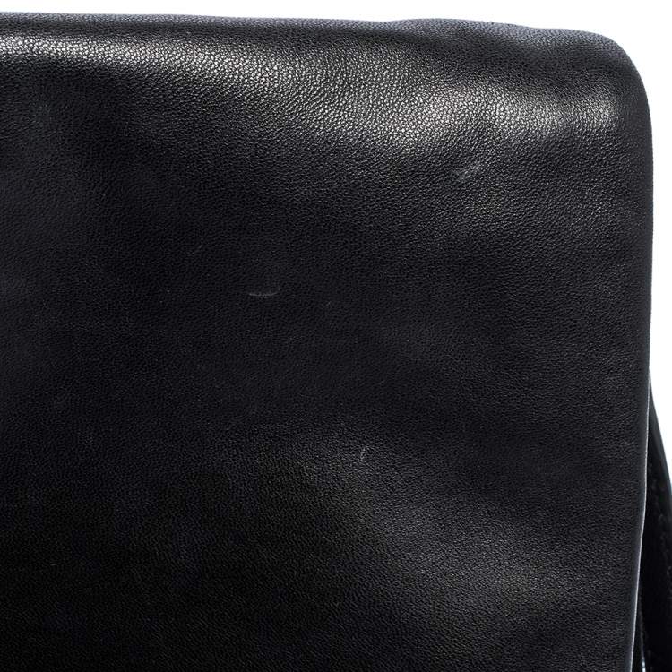 Pre Owned DKNY Black Leather Fringe Flap Top Handle Bag