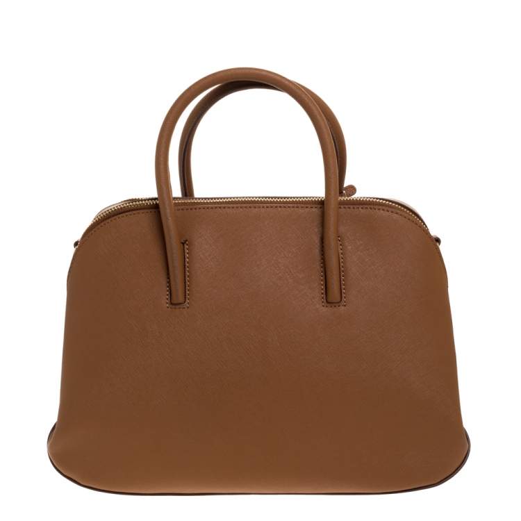 Pre Owned Dkny Brown Leather Double Zipper Satchel