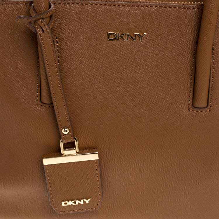 Pre Owned Dkny Brown Leather Double Zipper Satchel