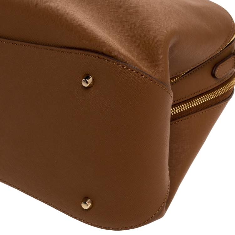 Pre Owned Dkny Brown Leather Double Zipper Satchel