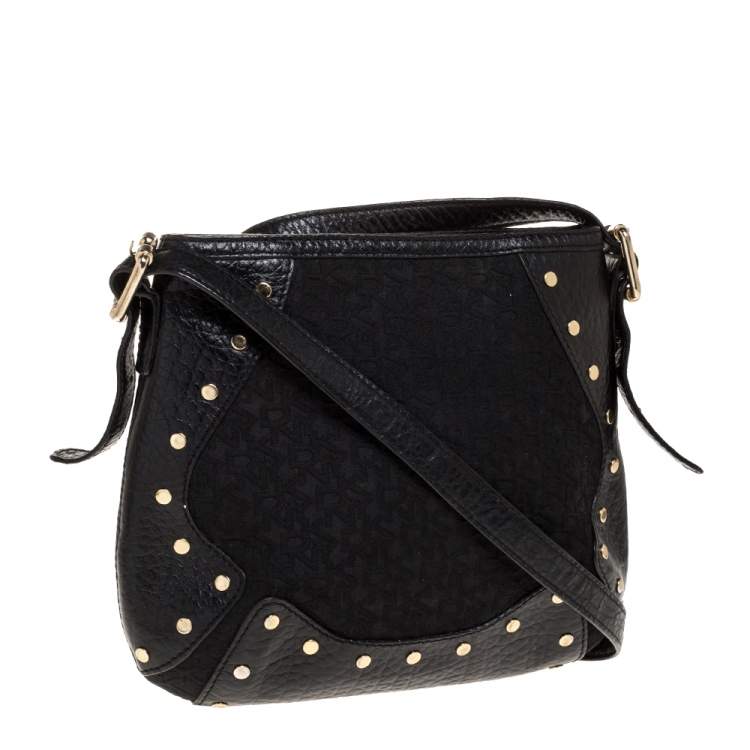 Pre Owned Dkny Black Canvas and Leather Crossbody Bag